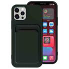 For iPhone 13 Pro Max TPU + Flannel Lining Shockproof Case with Card Slots (Dark Green) - 1