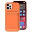 For iPhone 13 Pro Max TPU + Flannel Lining Shockproof Case with Card Slots (Orange) - 1