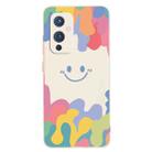 For OnePlus 9 Painted Smiley Face Pattern Liquid Silicone Shockproof Case(White) - 1