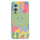For OnePlus 9 Painted Smiley Face Pattern Liquid Silicone Shockproof Case(Green) - 1
