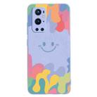 For OnePlus 9 Pro Painted Smiley Face Pattern Liquid Silicone Shockproof Case(Purple) - 1