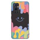 For OnePlus 9 Pro Painted Smiley Face Pattern Liquid Silicone Shockproof Case(Black) - 1