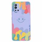 For OnePlus 9R Painted Smiley Face Pattern Liquid Silicone Shockproof Case(Purple) - 1