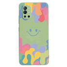 For OnePlus 9R Painted Smiley Face Pattern Liquid Silicone Shockproof Case(Green) - 1
