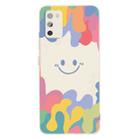 For Samsung Galaxy A02s EU Version Painted Smiley Face Pattern Liquid Silicone Shockproof Case(White) - 1