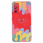 For Samsung Galaxy S20 FE Painted Smiley Face Pattern Liquid Silicone Shockproof Case(Red) - 1