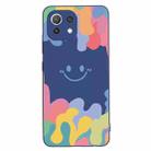 For Xiaomi Mi 11 Painted Smiley Face Pattern Liquid Silicone Shockproof Case(Dark Blue) - 1