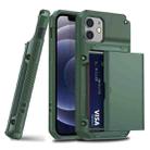 For iPhone 13 mini Shockproof Heavy Duty Armor Protective Case with Slide Multi-Card Slot (Green) - 1