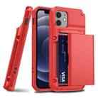 For iPhone 13 Pro Shockproof Heavy Duty Armor Protective Case with Slide Multi-Card Slot (Red) - 1