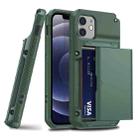 For iPhone 13 Pro Shockproof Heavy Duty Armor Protective Case with Slide Multi-Card Slot (Green) - 1