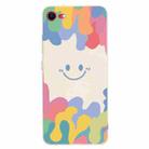 For iPhone SE 2022 / SE 2020 / 8 / 7 Painted Smiley Face Pattern Liquid Silicone Shockproof Case(White) - 1