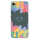 For iPhone SE 2022 / SE 2020 / 8 / 7 Painted Smiley Face Pattern Liquid Silicone Shockproof Case(Dark Green) - 1
