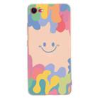 For iPhone SE 2022 / SE 2020 / 8 / 7 Painted Smiley Face Pattern Liquid Silicone Shockproof Case(Pink) - 1