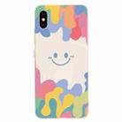 Painted Smiley Face Pattern Liquid Silicone Shockproof Case For iPhone XS / X(White) - 1