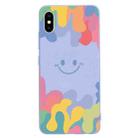 For iPhone X / XS Painted Smiley Face Pattern Liquid Silicone Shockproof Case(Purple) - 1
