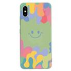 Painted Smiley Face Pattern Liquid Silicone Shockproof Case For iPhone XS / X(Green) - 1
