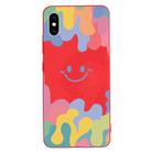 Painted Smiley Face Pattern Liquid Silicone Shockproof Case For iPhone XS / X(Red) - 1