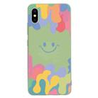 Painted Smiley Face Pattern Liquid Silicone Shockproof Case For iPhone XR(Green) - 1
