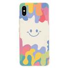 Painted Smiley Face Pattern Liquid Silicone Shockproof Case For iPhone XS Max(White) - 1