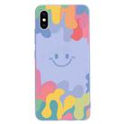 Painted Smiley Face Pattern Liquid Silicone Shockproof Case For iPhone XS Max(Purple) - 1