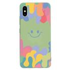 Painted Smiley Face Pattern Liquid Silicone Shockproof Case For iPhone XS Max(Green) - 1