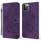 For iPhone 13 Pro Peacock Embossed Pattern Horizontal Flip Leather Case with Holder & Card Slots & Wallet & Lanyard (Purple) - 1