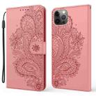 For iPhone 13 Pro Peacock Embossed Pattern Horizontal Flip Leather Case with Holder & Card Slots & Wallet & Lanyard (Rose Gold) - 1