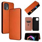 Carbon Fiber Texture Horizontal Flip TPU + PC + PU Leather Case with Card Slot For Motorola Edge 20 Lite(Brown) - 1