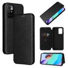 Carbon Fiber Texture Horizontal Flip TPU + PC + PU Leather Case with Card Slot For Xiaomi Redmi 10(Black) - 1