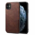 For iPhone 11 Skin Feel PU + TPU Protective Case with Card Slot (Brown) - 1