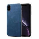 For iPhone X / XS Skin Feel PU + TPU Protective Case with Card Slot(Blue) - 1