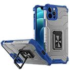 Armor Clear PC + TPU Shockproof Case with Metal Ring Holder For iPhone 13 Pro(Blue Transparent Grey) - 1