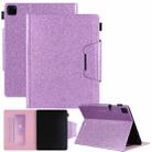 For iPad Pro 12.9 2022 / 2021 / 2020 / 2018 Glitter Powder Horizontal Flip Leather Tablet Case with Holder & Card Slot & Photo Frame & Wallet(Purple) - 1
