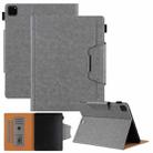 For iPad Pro 12.9 2022 / 2021 / 2020 / 2018 Solid Color Horizontal Flip Leather Tablet Case with Holder & Card Slot & Photo Frame & Wallet(Grey) - 1