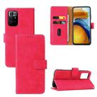 Solid Color Skin Feel Magnetic Buckle Horizontal Flip Calf Texture PU Leather Case with Holder & Card Slots & Wallet For Xiaomi Redmi 10(Rose Red) - 1