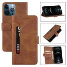 For iPhone 13 Reverse Buckle Horizontal Flip PU Leather Case with Holder & Card Slot & Wallet(Brown) - 1