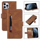 For iPhone 12 / 12 Pro Reverse Buckle Horizontal Flip PU Leather Case with Holder & Card Slot & Wallet(Brown) - 1