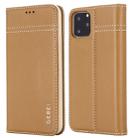 For iPhone 11 Pro GEBEI Top-grain Leather Horizontal Flip Protective Case with Holder & Card Slots(Khaki) - 1