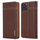 For iPhone 11 Pro GEBEI Top-grain Leather Horizontal Flip Protective Case with Holder & Card Slots(Brown) - 1