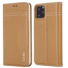 For iPhone 11 Pro Max GEBEI Top-grain Leather Horizontal Flip Protective Case with Holder & Card Slots(Khaki) - 1