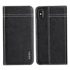 For iPhone XS Max GEBEI Top-grain Leather Horizontal Flip Protective Case with Holder & Card Slots(Black) - 1