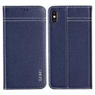 For iPhone XS Max GEBEI Top-grain Leather Horizontal Flip Protective Case with Holder & Card Slots(Blue) - 1