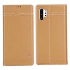 For Galaxy Note 10+ GEBEI Top-grain Leather Horizontal Flip Protective Case with Holder & Card Slots(Khaki) - 1
