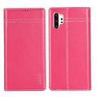 For Galaxy Note 10+ GEBEI Top-grain Leather Horizontal Flip Protective Case with Holder & Card Slots(Rose Red) - 1