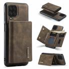 DG.MING M1 Series 3-Fold Multi Card Wallet  Back Cover Shockproof Case with Holder Function For Samsung Galaxy A22 4G(Coffee) - 1