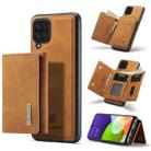 DG.MING M1 Series 3-Fold Multi Card Wallet  Back Cover Shockproof Case with Holder Function For Samsung Galaxy A22 4G(Brown) - 1