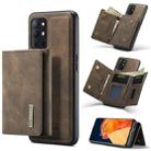 DG.MING M1 Series 3-Fold Multi Card Wallet  Back Cover Shockproof Case with Holder Function For OnePlus 9R(Coffee) - 1