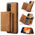 DG.MING M1 Series 3-Fold Multi Card Wallet  Back Cover Shockproof Case with Holder Function For OnePlus 9R(Brown) - 1