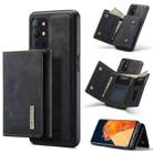 DG.MING M1 Series 3-Fold Multi Card Wallet  Back Cover Shockproof Case with Holder Function For OnePlus 9R(Black) - 1