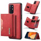 DG.MING M2 Series 3-Fold Multi Card Bag Back Cover Shockproof Case with Wallet & Holder Function For OnePlus 9R(Red) - 1